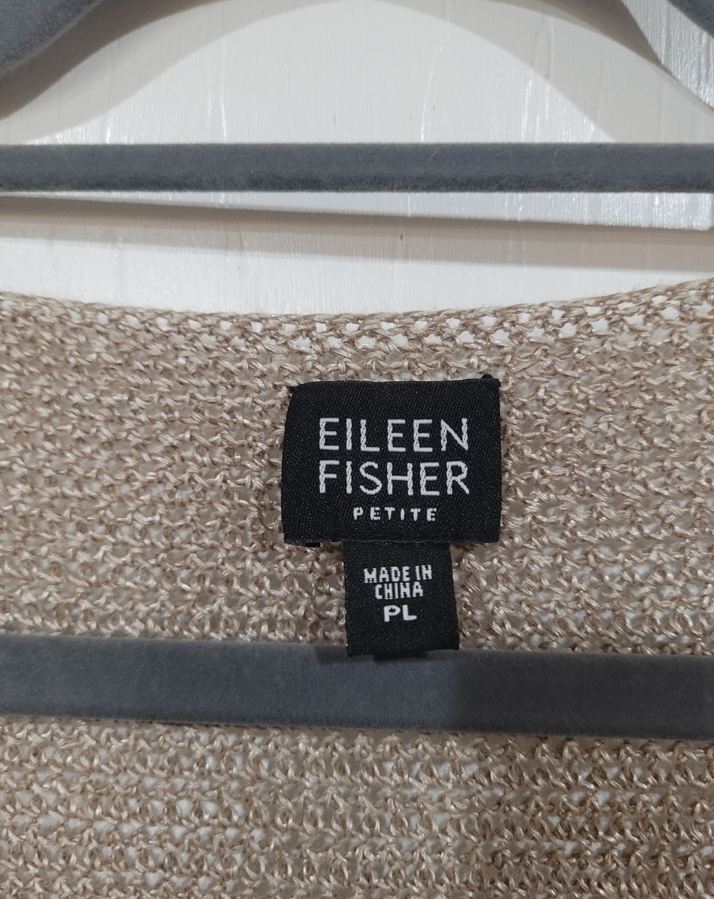 Eileen Fisher Taupe Short-Sleeve One Button Linen Blend Cardigan Size Petite Lar - Picture 2 of 6
